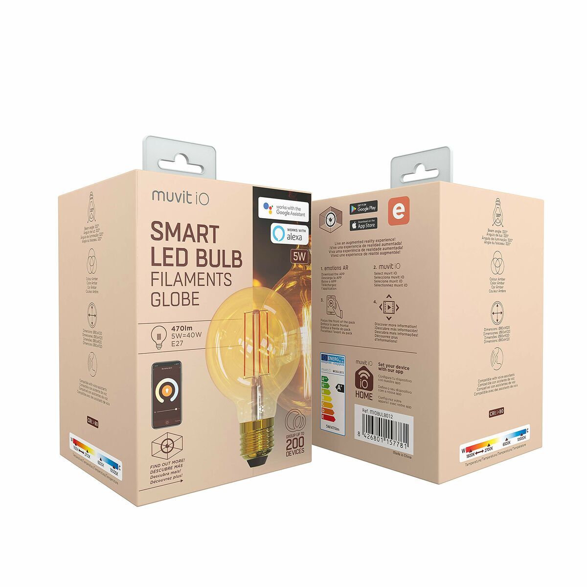 Ampoule à Puce Muvit iO 5 W E27 1800 K 2700 K 480 Lm Wi-Fi
