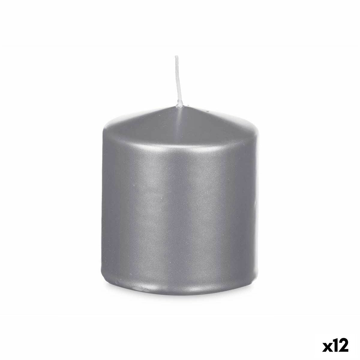 Bougie Acorde Argenté 9 x 10 x 9 cm (12 Unités)