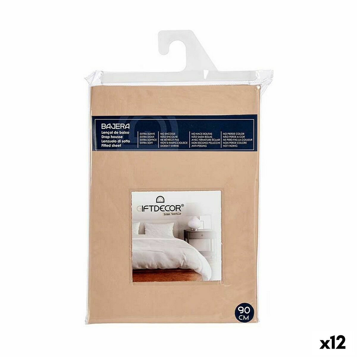 Drap housse Gift Decor Beige 90 cm (12 Unités)