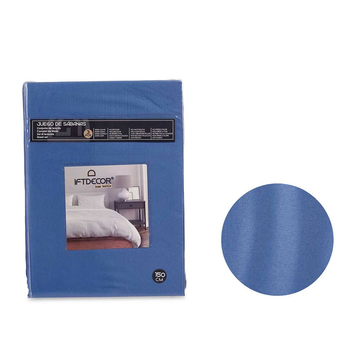 Jeu de draps Gift Decor Bleu Gran lit 2 persones 3 Pièces