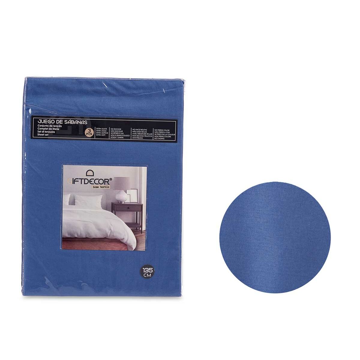 Jeu de draps Gift Decor Bleu Lit ½ persones 3 Pièces