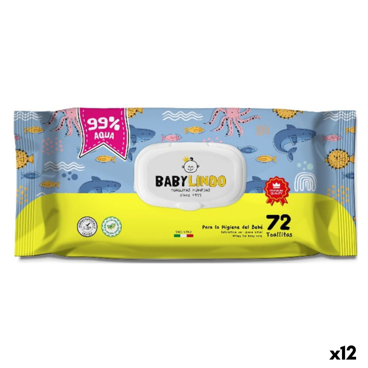 Moist Wipes Baby Lindo AQUA-99 (12 Units)