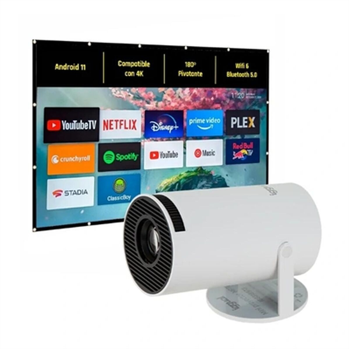 Projecteur iggual Pack mini proyector + pantalla 120" plegabl HD 1280 x 720 px