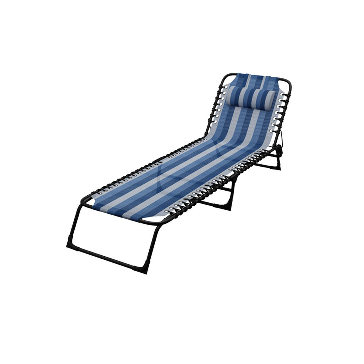 Chaise Longue Pliable Marbueno Rayures Bleues avec Coussin 190 x 58 x 27 cm
