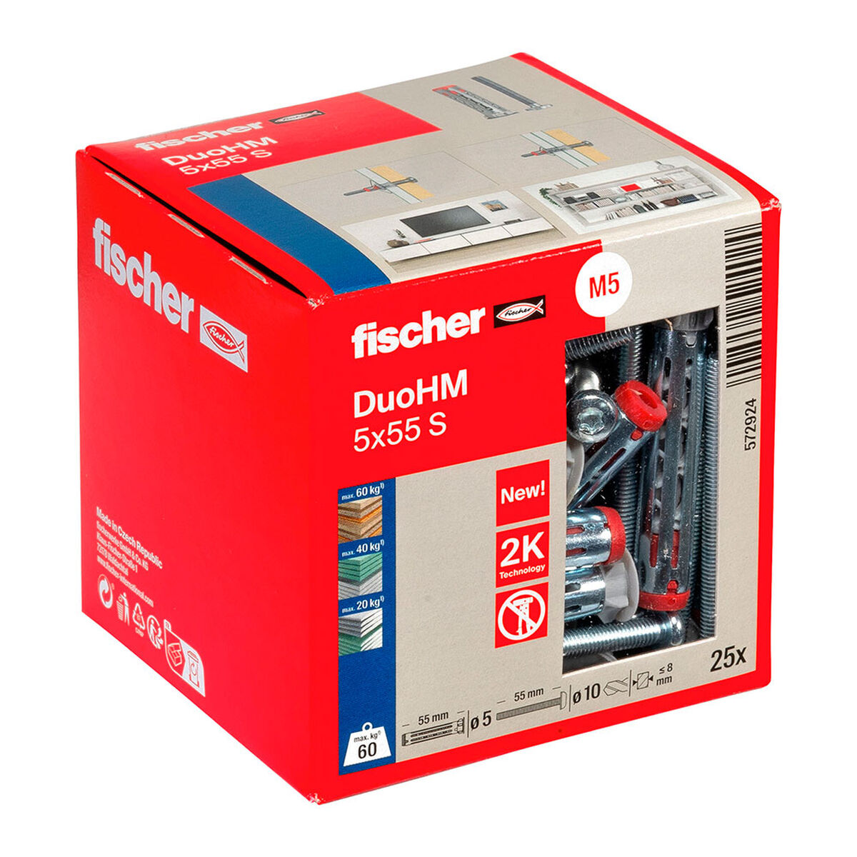 Chevilles et vis Fischer DUO HM Ø10x55 mm (25 unités)