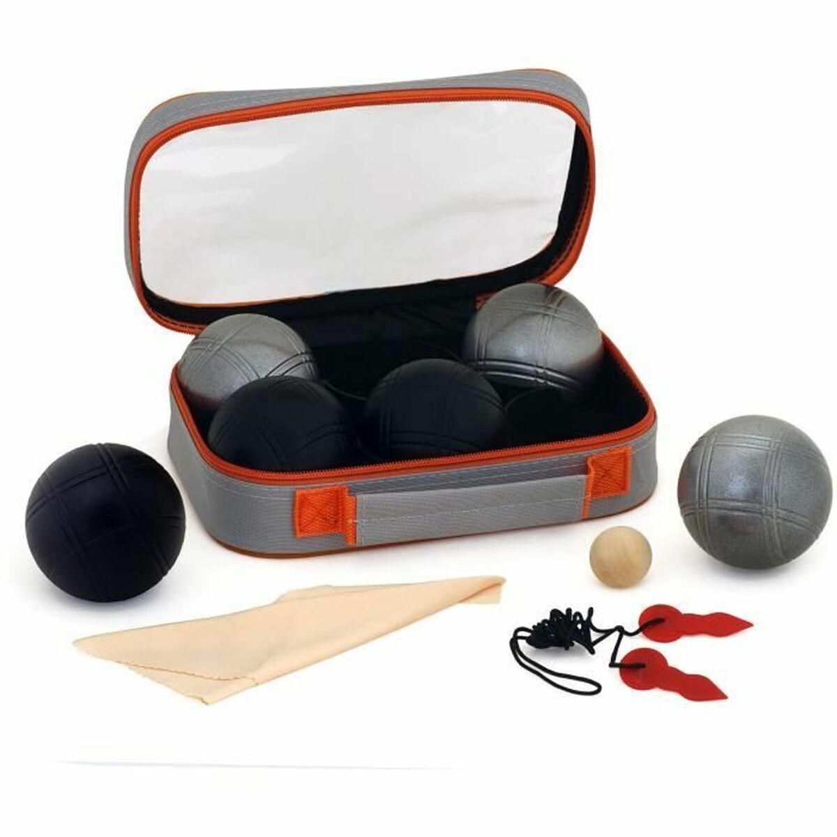 Jeu de Pétanque Noir Argenté Acier (6 Unités)