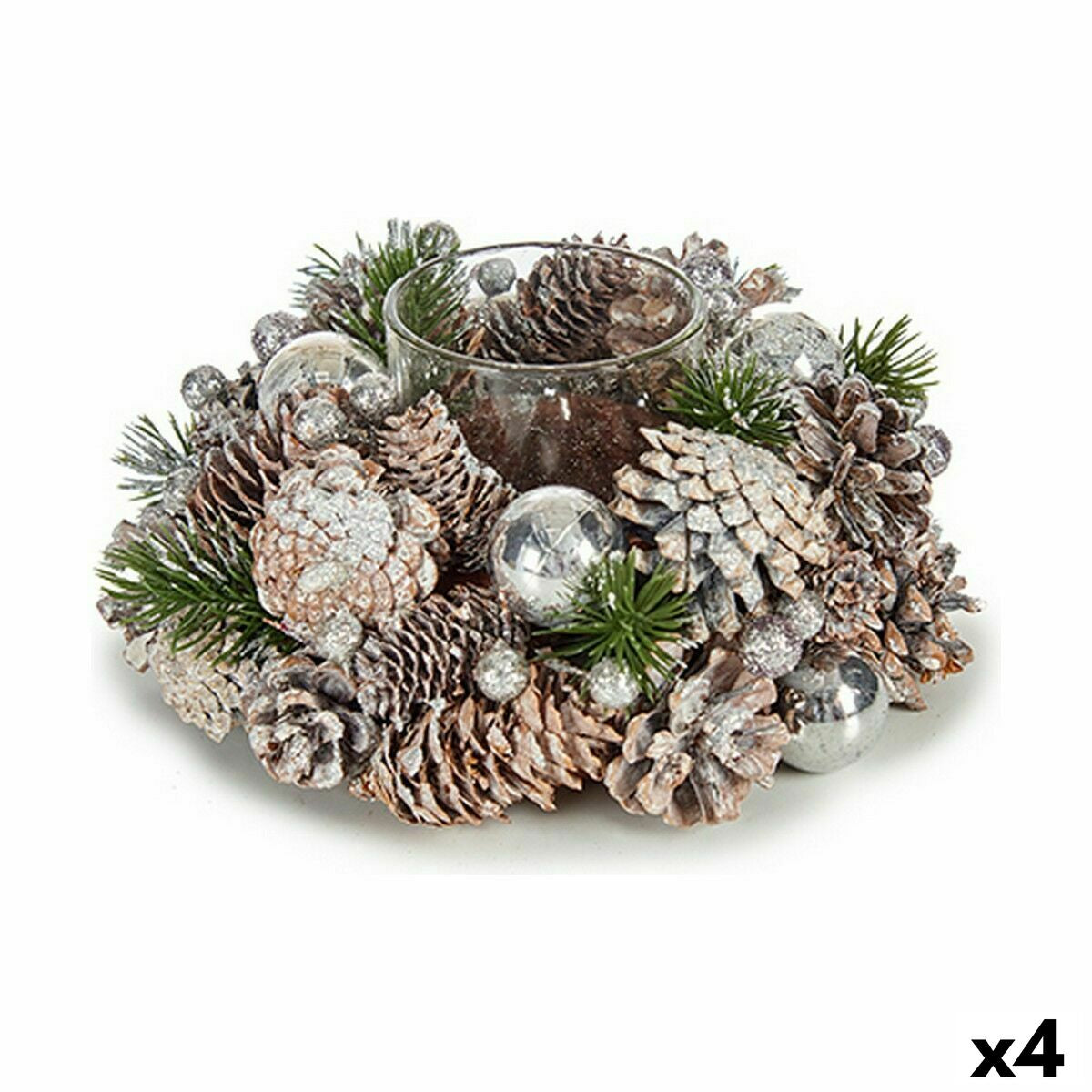 Bougeoirs de Noël Krist+ Blanc Transparent Argenté 19 x 9 x 19 cm (4 Unités)