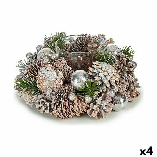 Bougeoirs de Noël Krist+ Blanc Transparent Argenté 19 x 9 x 19 cm (4 Unités)