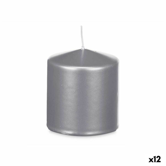 Bougie Acorde Argenté 9 x 10 x 9 cm (12 Unités)