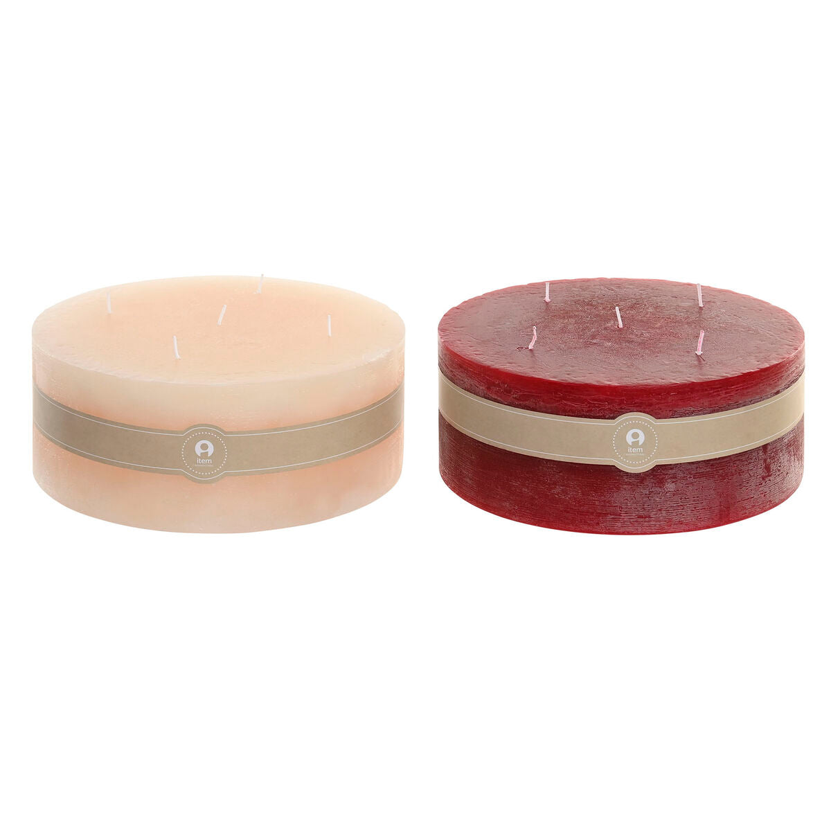Bougie Home ESPRIT Rouge Crème Noël 25 x 25 x 10 cm (2 Unités)