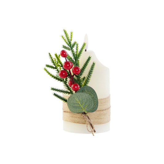 Bougie LED DKD Home Decor Blanc 7 x 7 x 12 cm (AA)