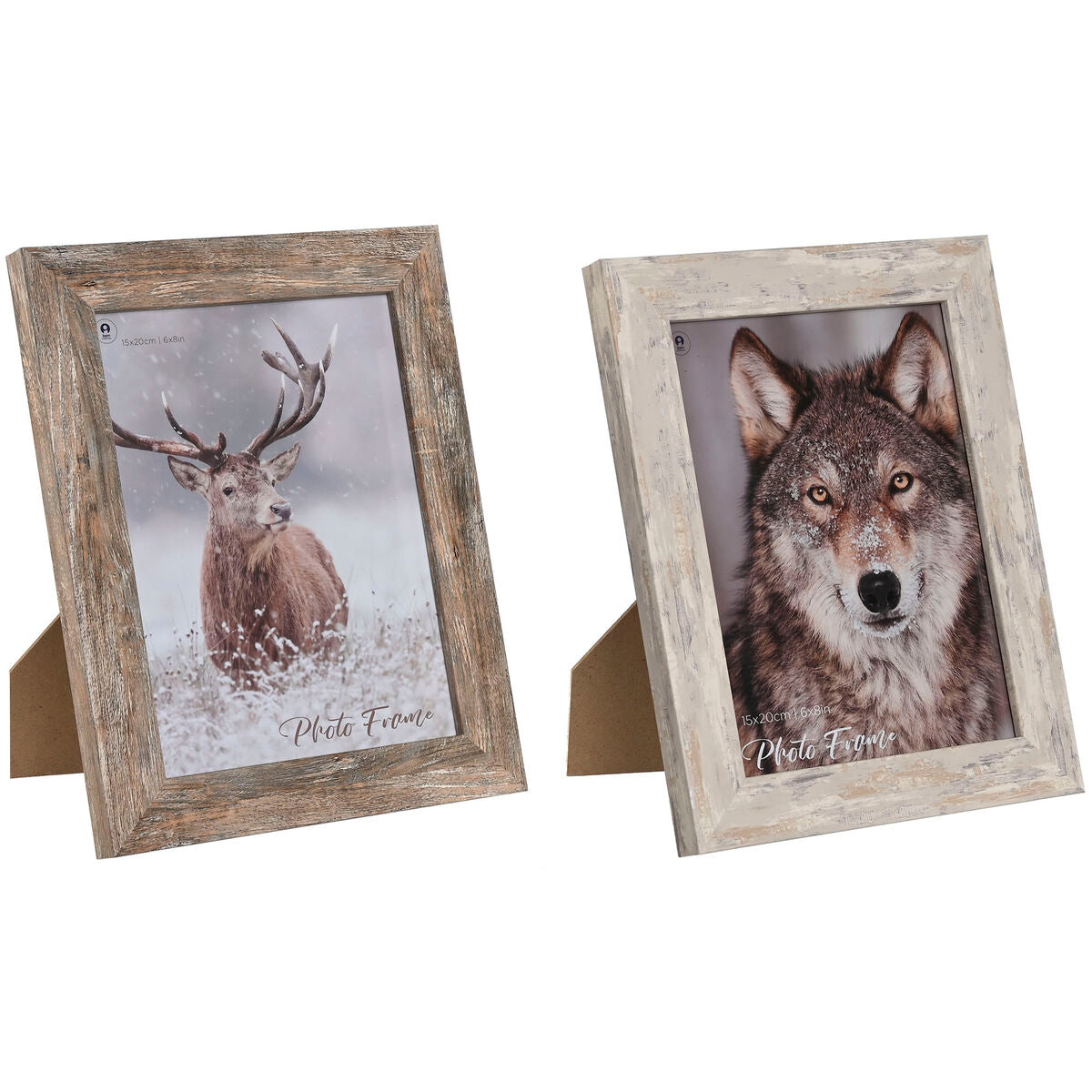 Cadre photo Home ESPRIT Blanc Naturel Verre polystyrène Scandinave 19,5 x 2 x 24,5 cm (2 Unités)