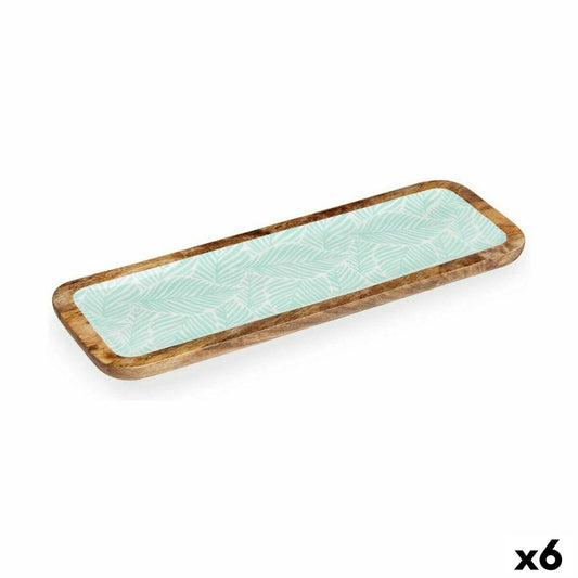 Centre de Table Gift Decor Blanc Marron Vert Polyester Résine Bois de manguier 45 x 15 cm 15,2 x 2,54 x 45,7 cm Feuille d'une pl