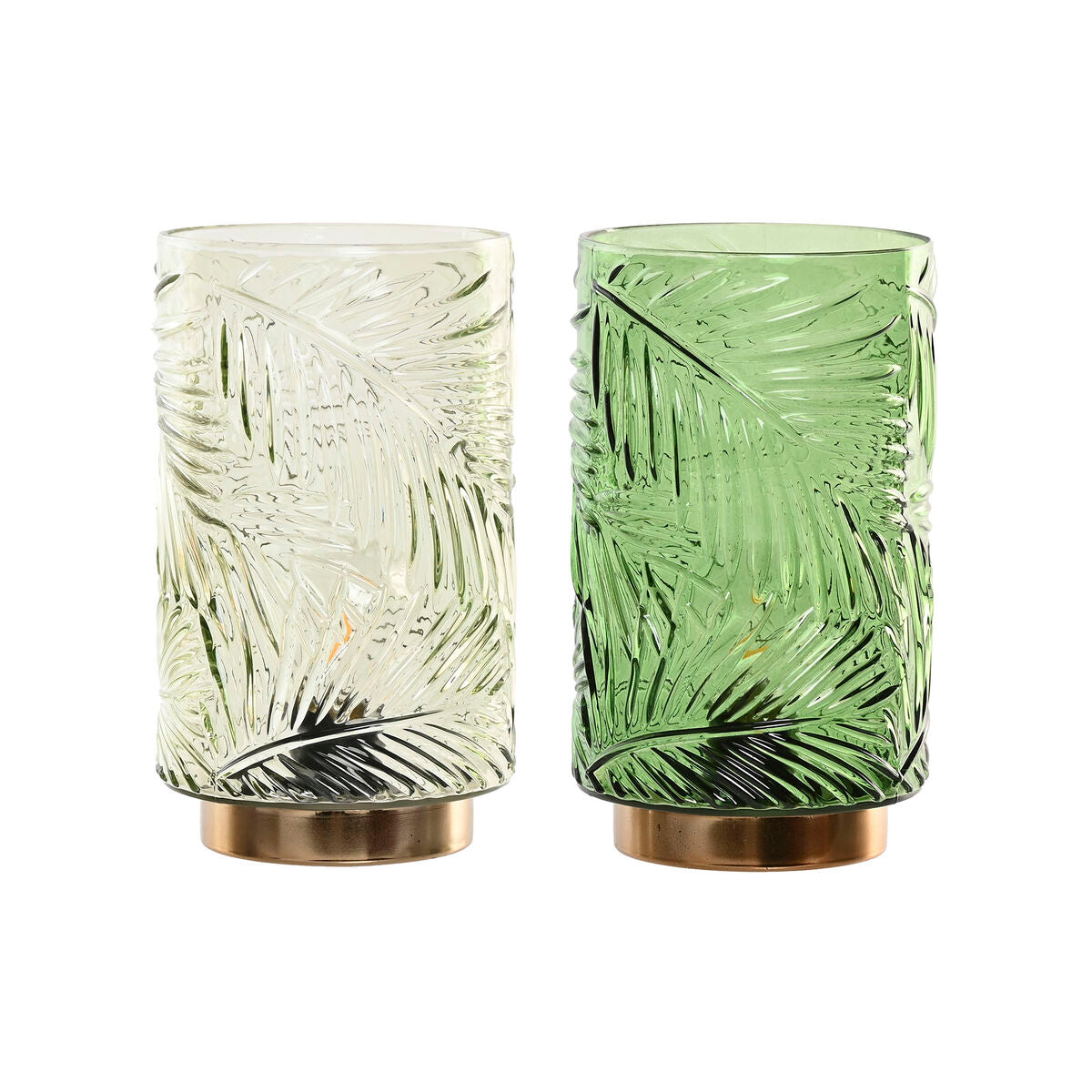 Décoration lumineuse Home ESPRIT Métal Verre Tropical 12 x 12 x 20 cm (2 Unités)