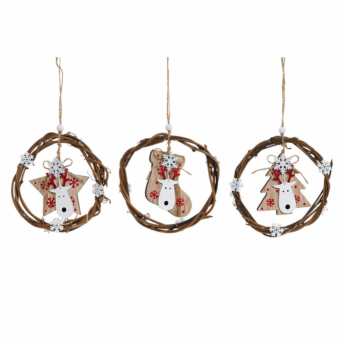 Décorations de Noël DKD Home Decor Bois (3 pcs) (14 x 1 x 18 cm)