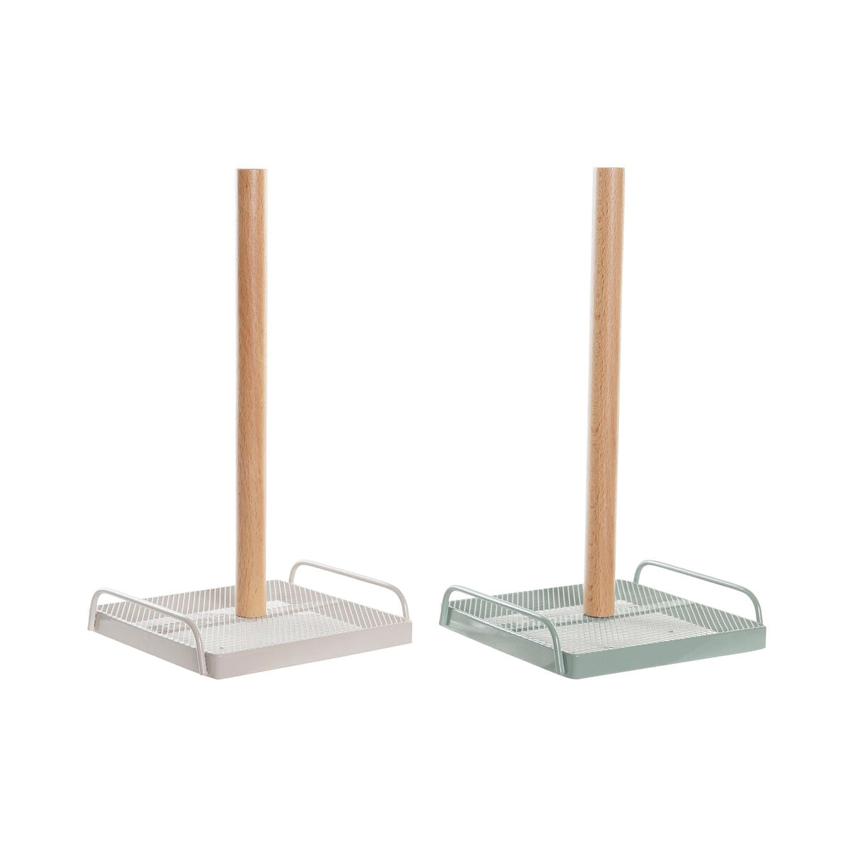 Dérouleur de papier de cuisine DKD Home Decor Beige Métal Menthe Pin (16 x 15 x 29,5 cm) (2 Unités)