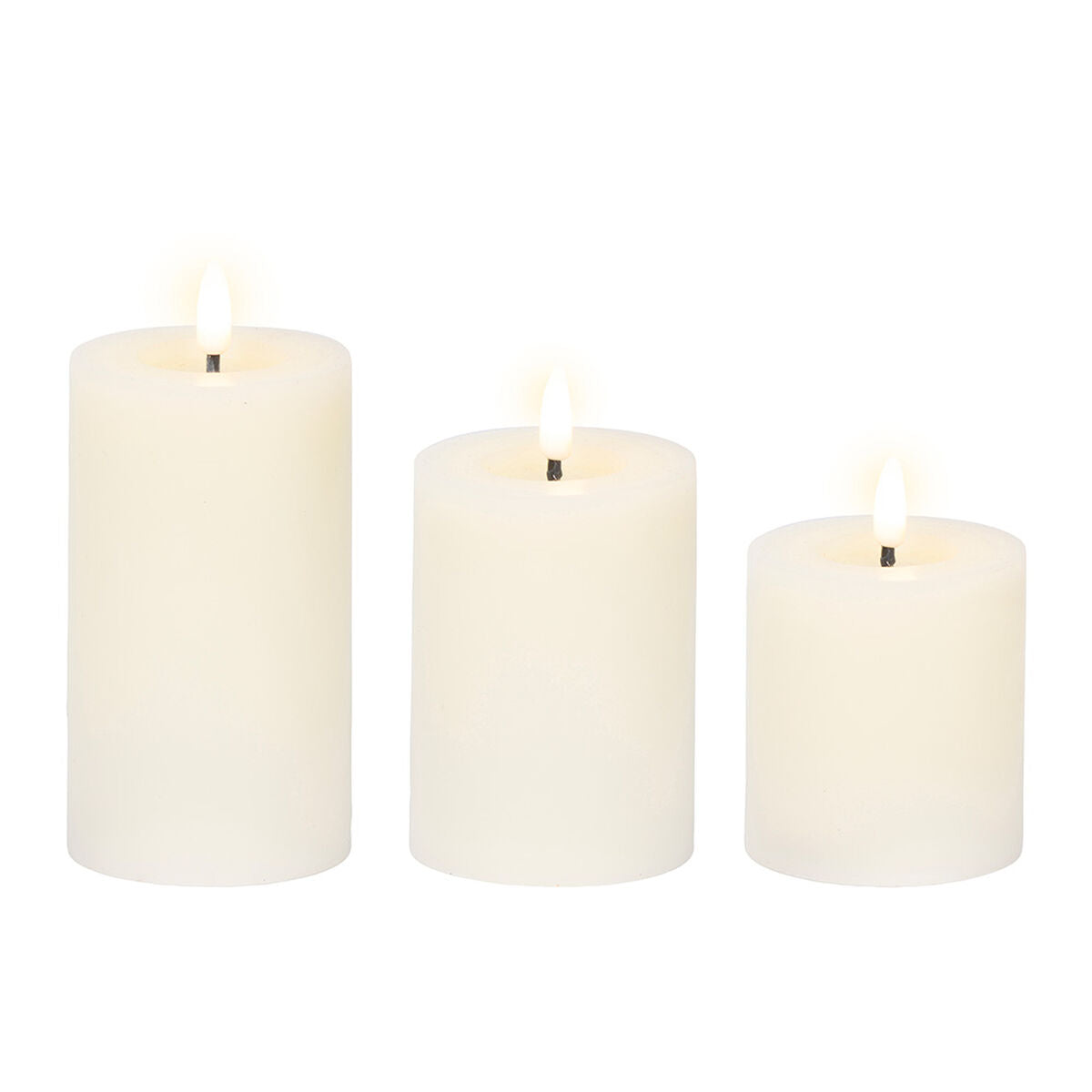 Ensemble de Bougies Lumineo Blanc Crème (3 Unités)