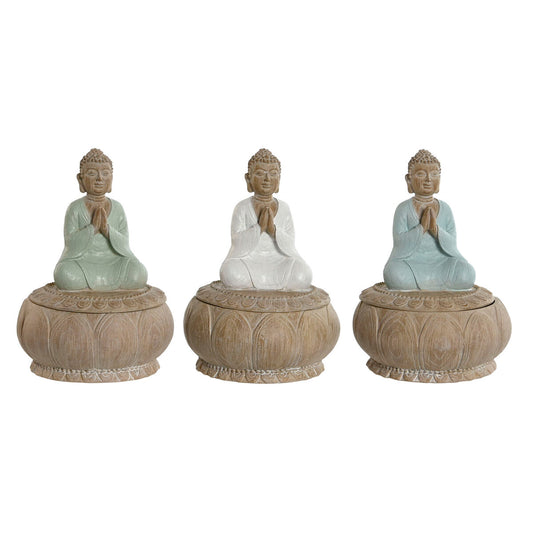 Figurine Décorative Home ESPRIT Blanc Vert Turquoise Oriental 11 x 11 x 15 cm (3 Unités)