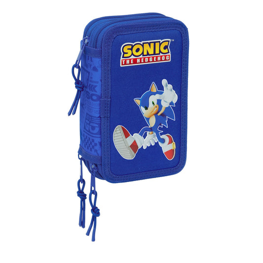 Fourre-tout Sonic Bleu 12,5 x 19,5 x 5,5 cm 37 Pièces