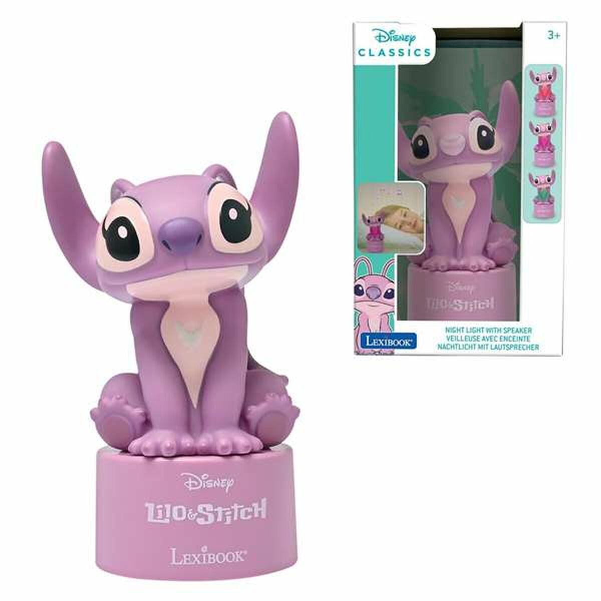 Lampe de Table LED avec Fonction Nuit Stitch Angel Plastique
