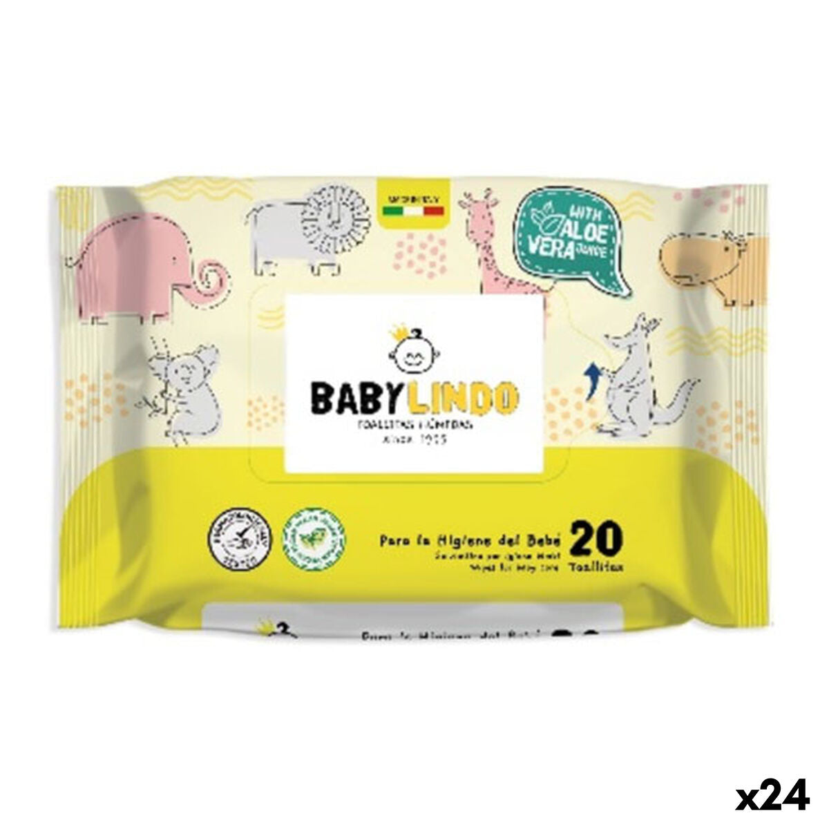 Moist Wipes Baby Lindo Aloe Vera (24 Units)