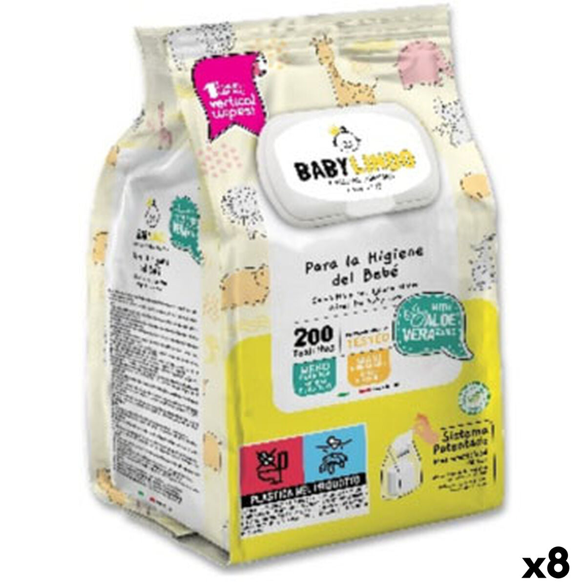Moist Wipes Baby Lindo Aloe Vera (8 Units)