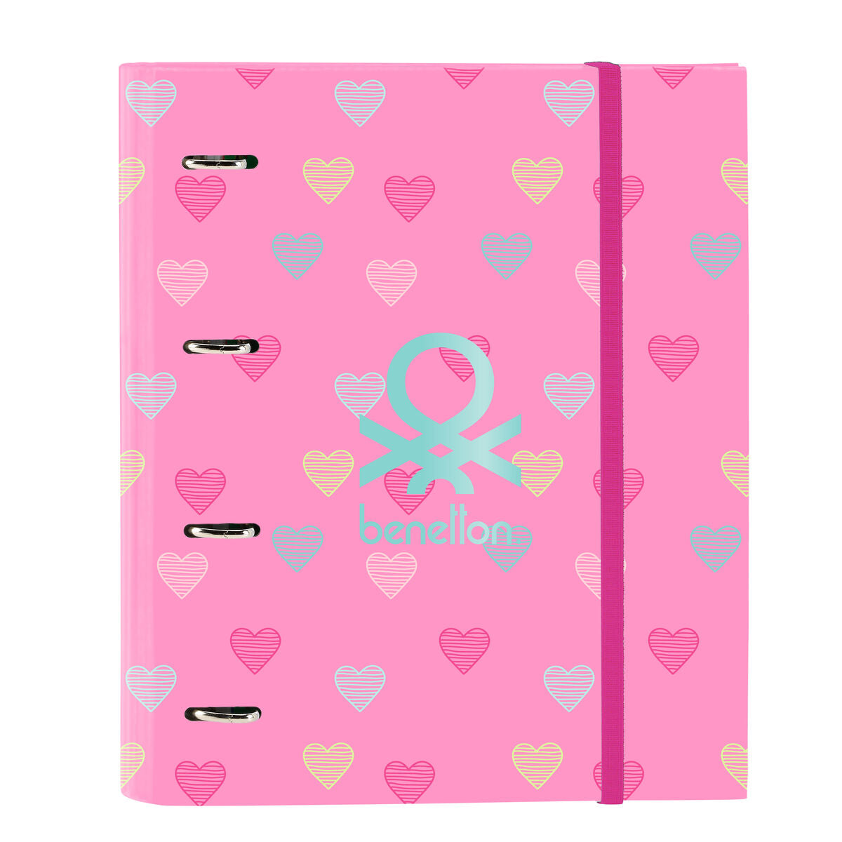 Reliure à anneaux Benetton Heart Rose 27 x 32 x 3.5 cm