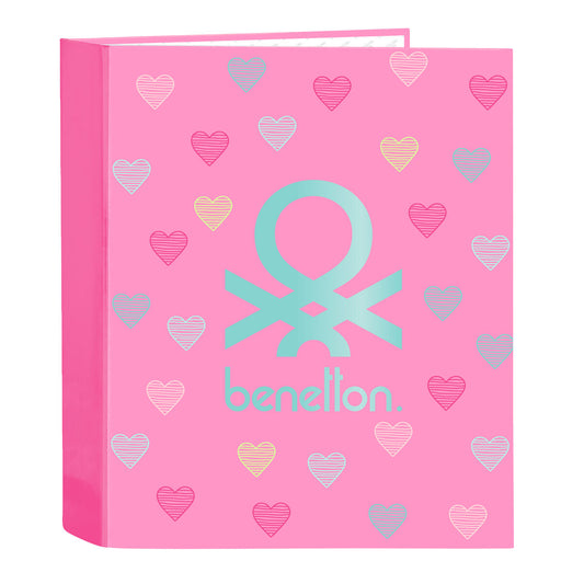 Reliure à anneaux Benetton Heart Rose A4 27 x 33 x 6 cm