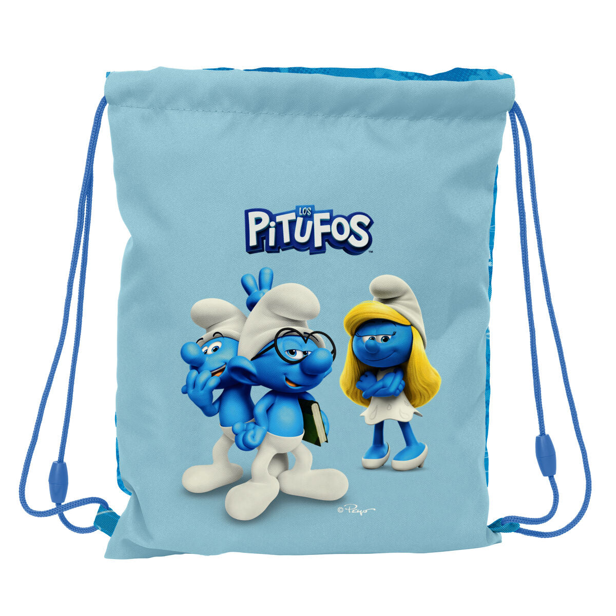 Sac à dos serré par des ficelles Los Pitufos Bleu Bleu ciel 26 x 34 x 1 cm