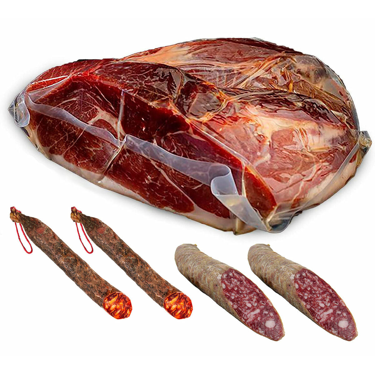 Set de jambon ibérique Cebo, Chorizo et Saucisson Linaje Negro 8 kg 5 Unités