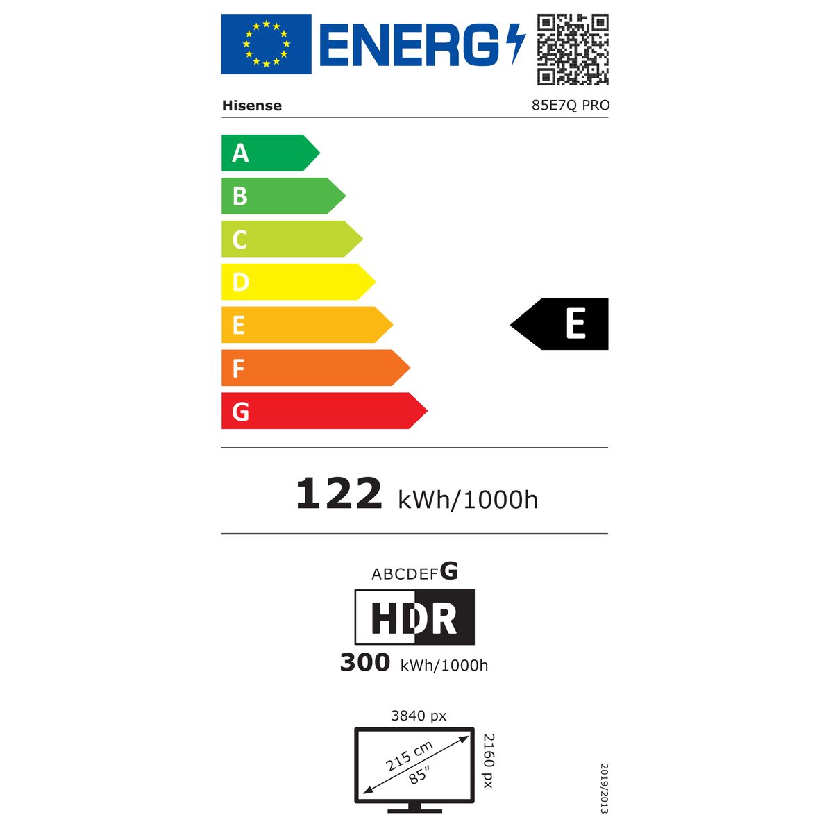 TV intelligente Hisense 85E7Q PRO 4K Ultra HD 85" HDR QLED