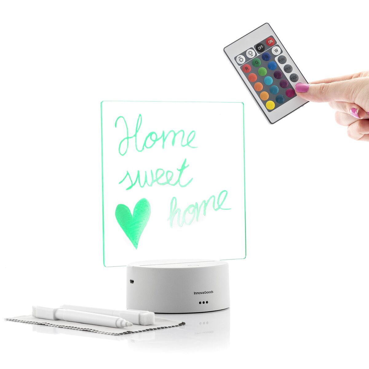 Tableau de Notes et Messages LED InnovaGoods Gris Transparent (Reconditionné B)