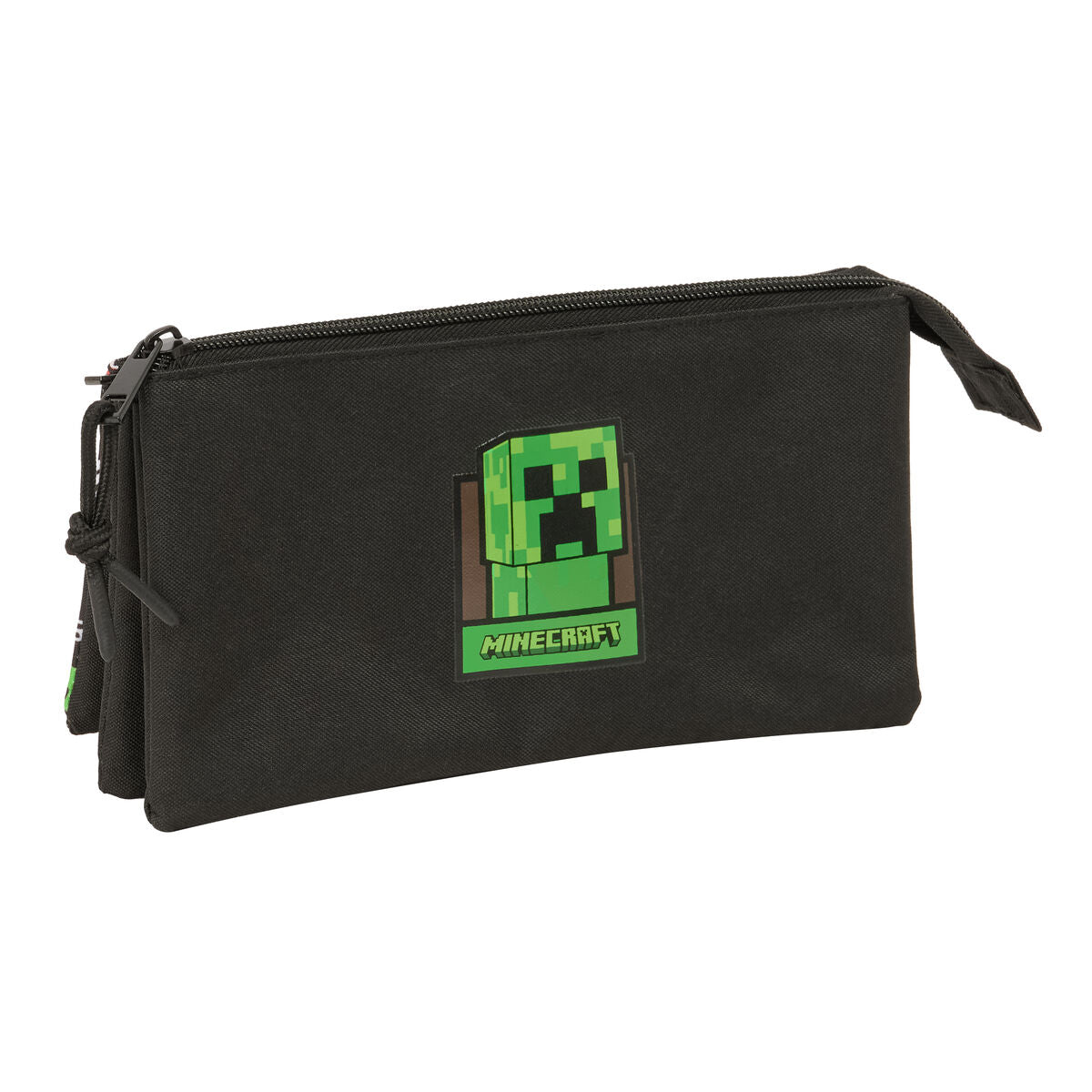 Trousse Fourre-Tout Triple Minecraft Noir 22 x 12 x 3 cm