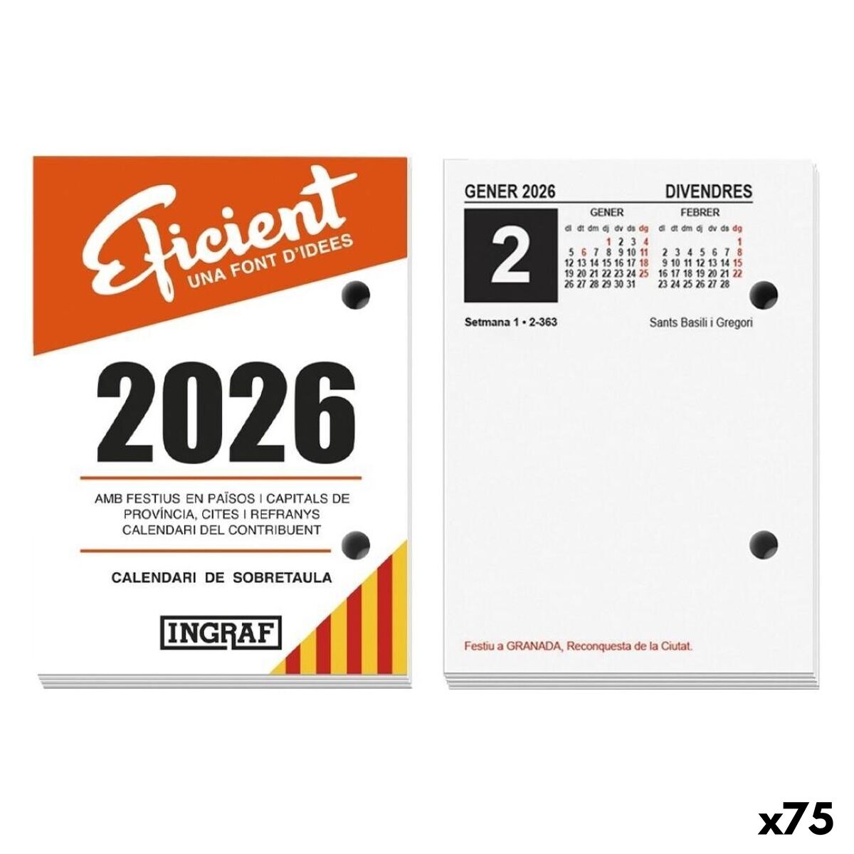 Calendrier de bureau Ingraf Eficient 2026 (75 Unités)