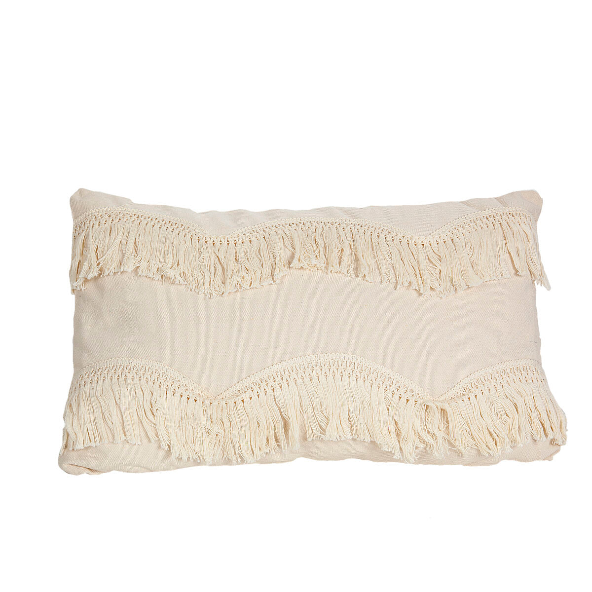 Coussin Romimex Blanc Avec franges