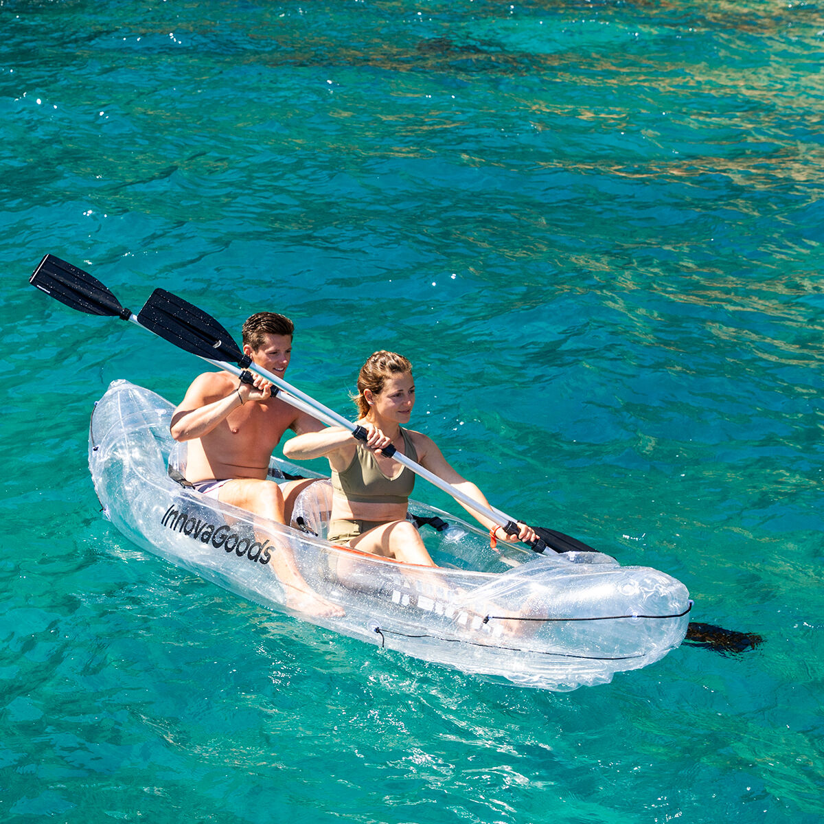 Kayak Gonflable Transparent avec Accessoires Paros InnovaGoods 312 cm 2 Places
