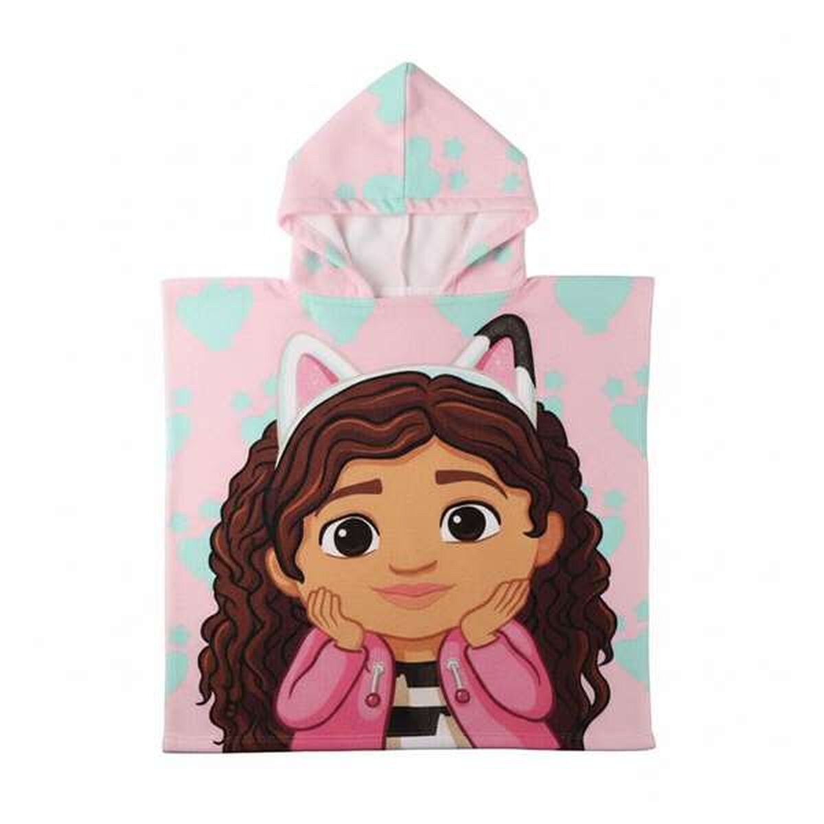 Serviette poncho avec capuche Gabby's Dollhouse Rose clair 55 x 77 cm