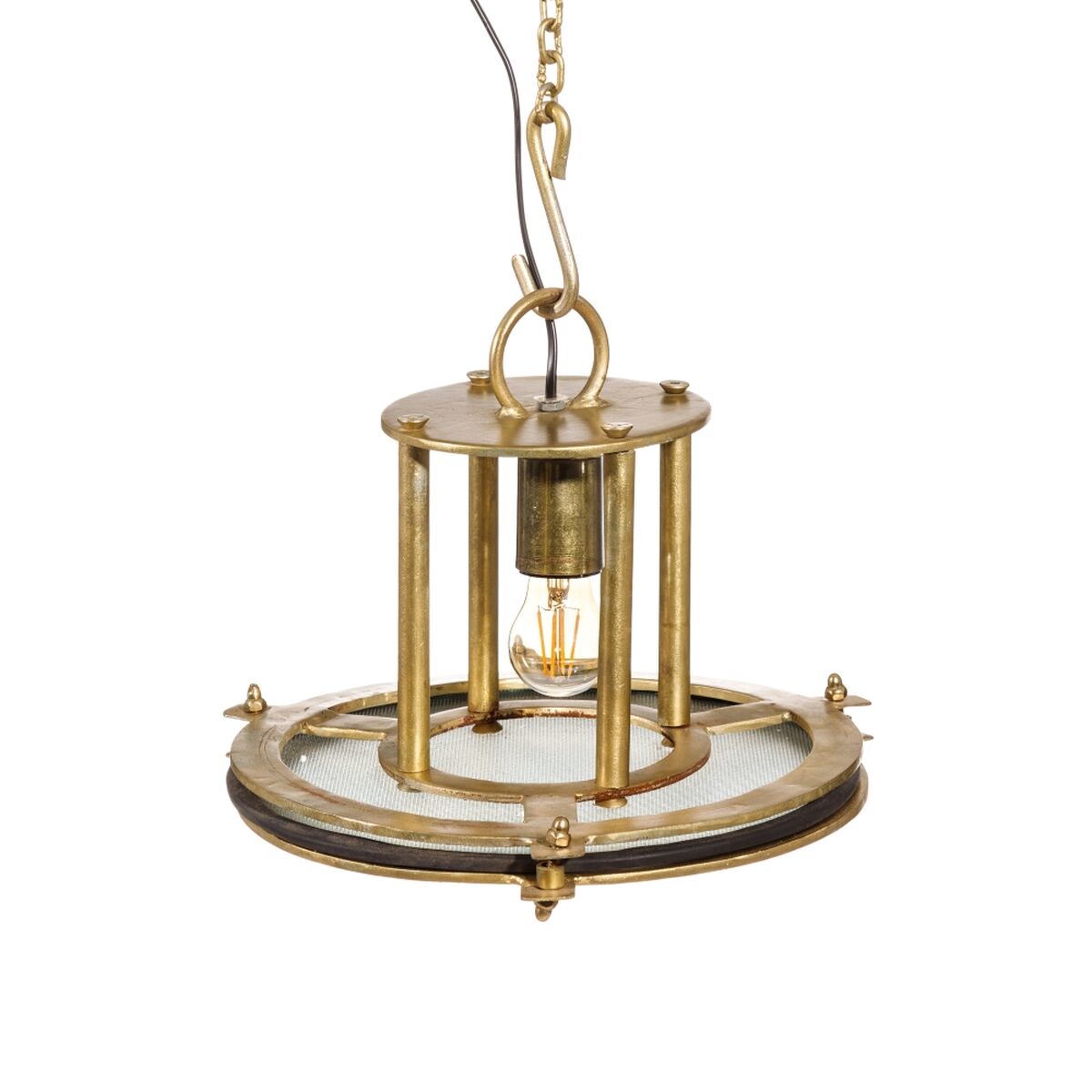 Suspension Moderne Bronze Verre et Fer