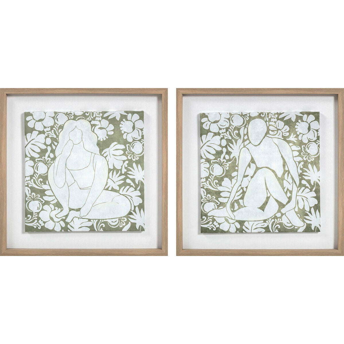 Toile DKD Home Decor Bois Floral (2 Unités) (Reconditionné D)