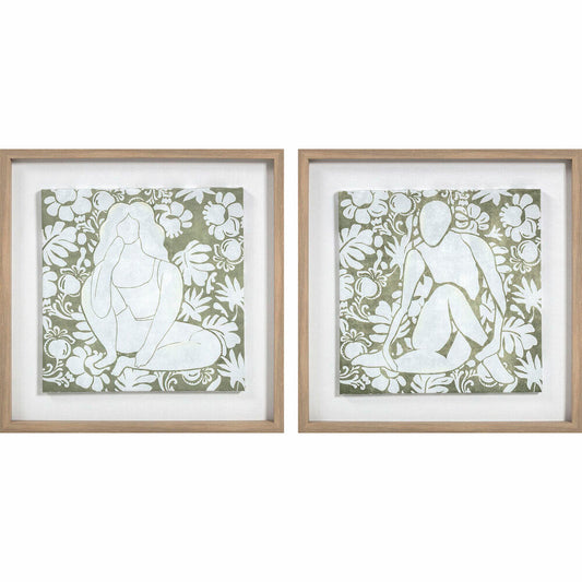Toile DKD Home Decor Bois Floral (2 Unités) (Reconditionné D)